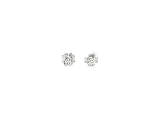 18K White Gold Solitaire Stud Earrings with Natural Round Diamonds